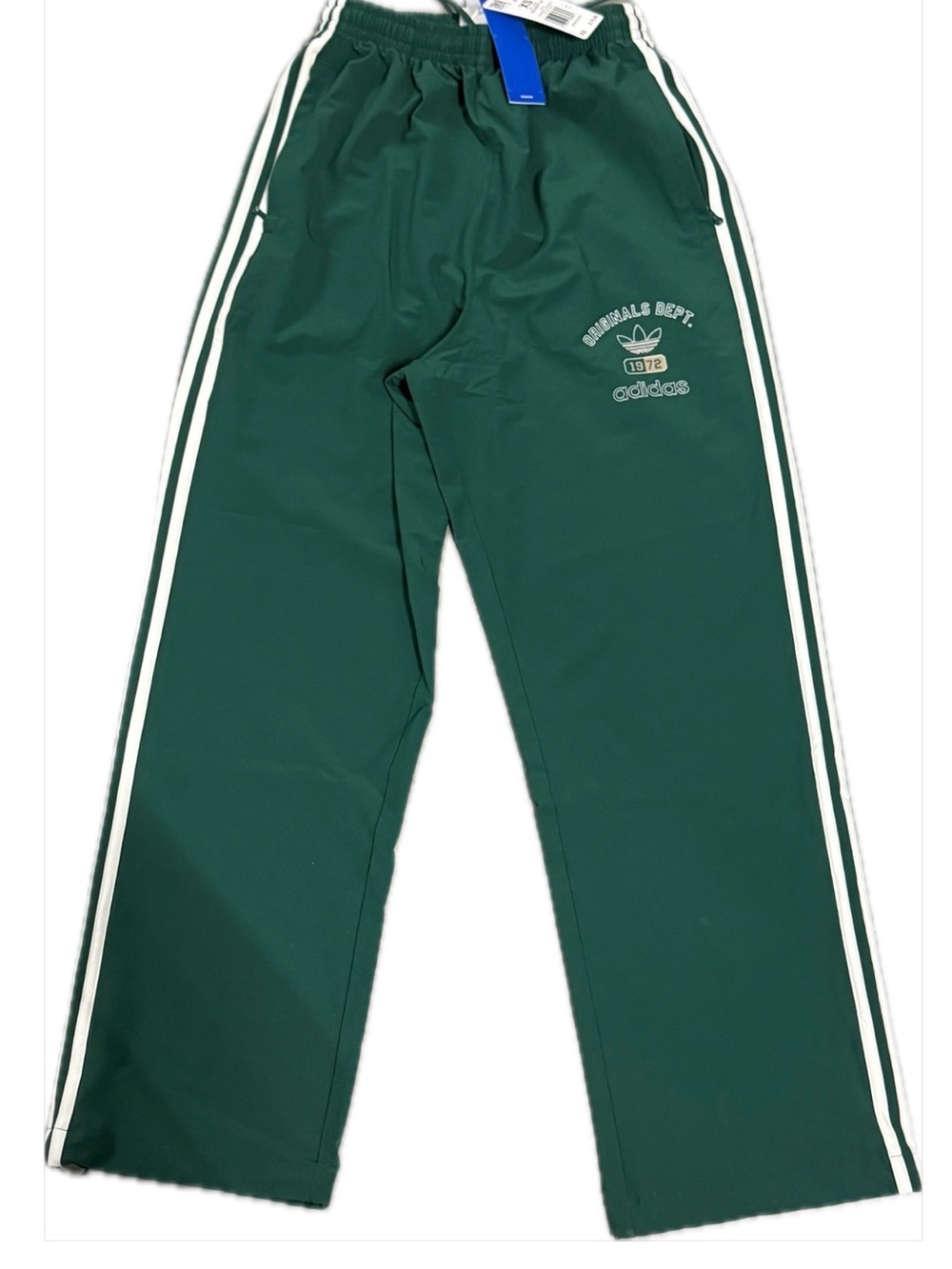 Adidas Men’s Dark Green Joggers with White Side Stripes